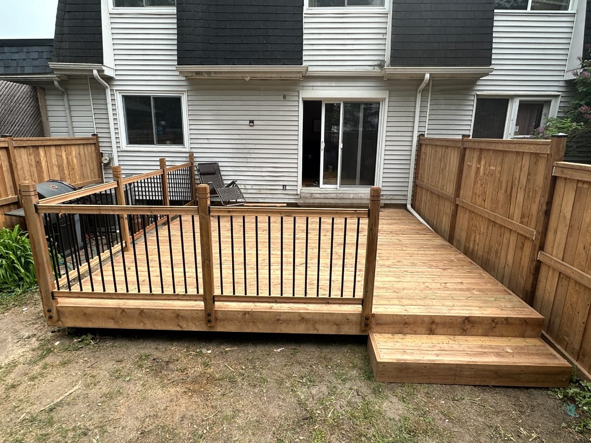 Wooden deck with railing