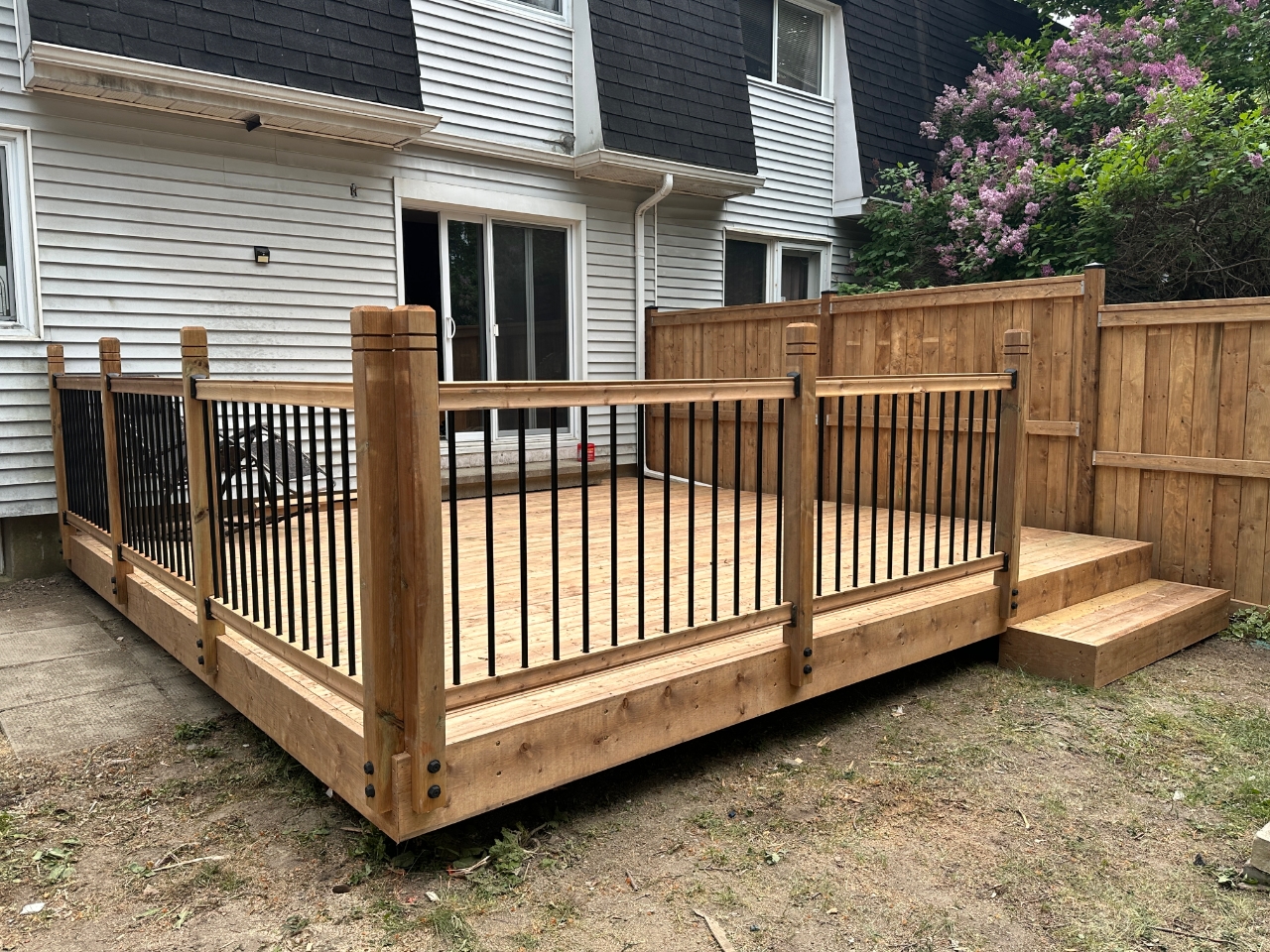 Wooden deck with railing