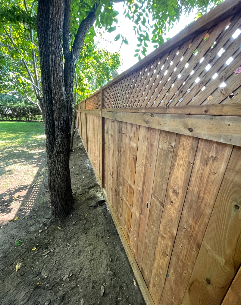 Wooden fence with decorative top