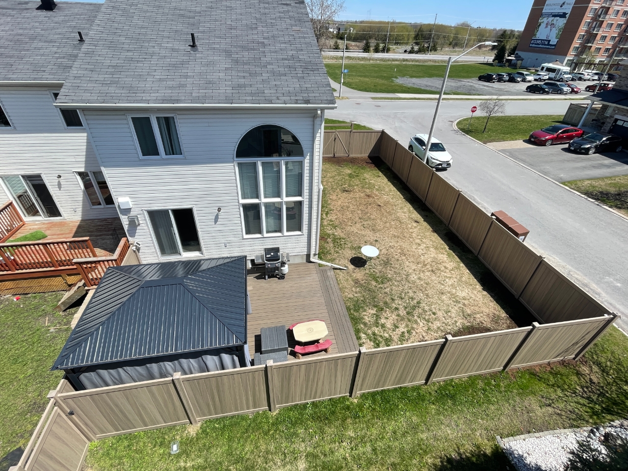 Overhead image of newly installed backyard fence