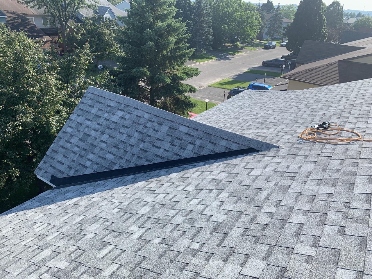 Newly installed asphalt roof.